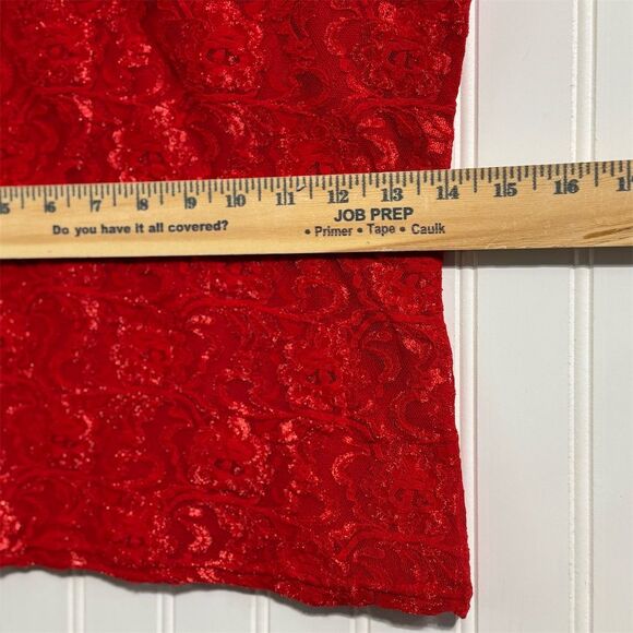 Vintage 90s G.A.S. Red Lace Top M Cap Sleeve Made in USA Y2K Coquette Valentine - Picture 4 of 8